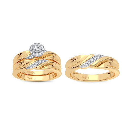Elegant Embrace - 14K 0.16CT Diamond Trio Ring Set