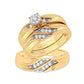 Serene Harmony: 14K 0.20 CT Diamond Trio Ring Set
