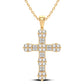 Colgante de cruz de diamantes redondos y baguette de 0,50 quilates en oro amarillo de 14 quilates iluminado