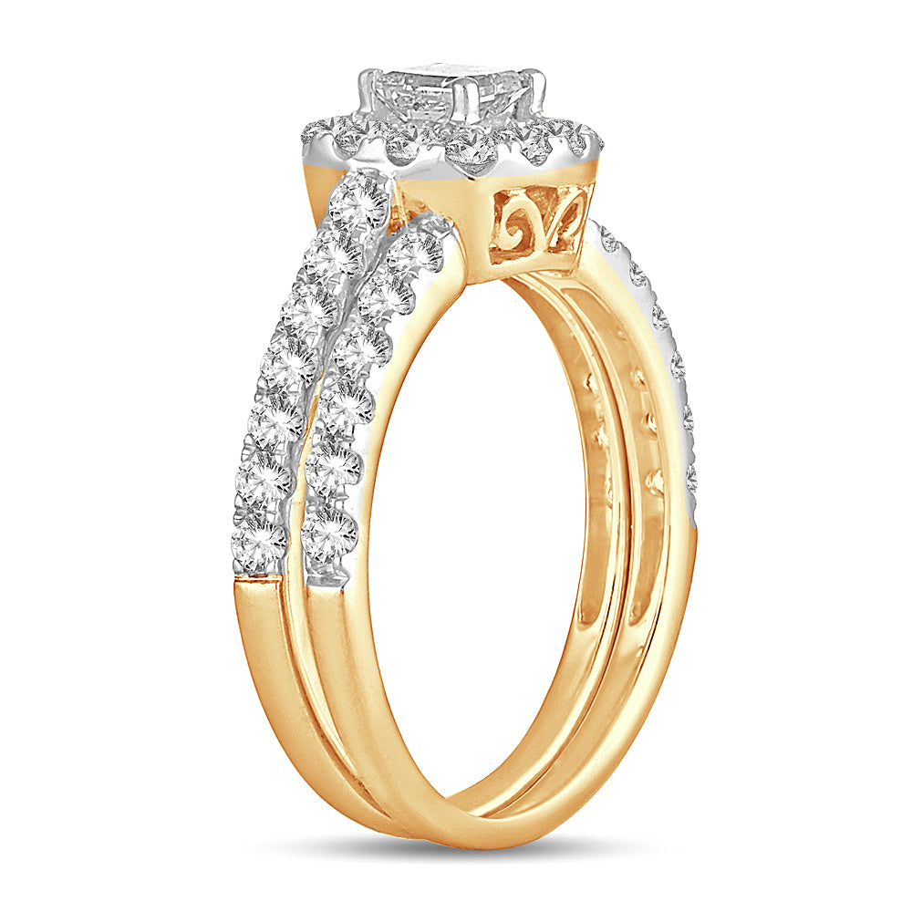 ANILLO DE NOVIA DE DIAMANTES DE 14K Y 1.42CT