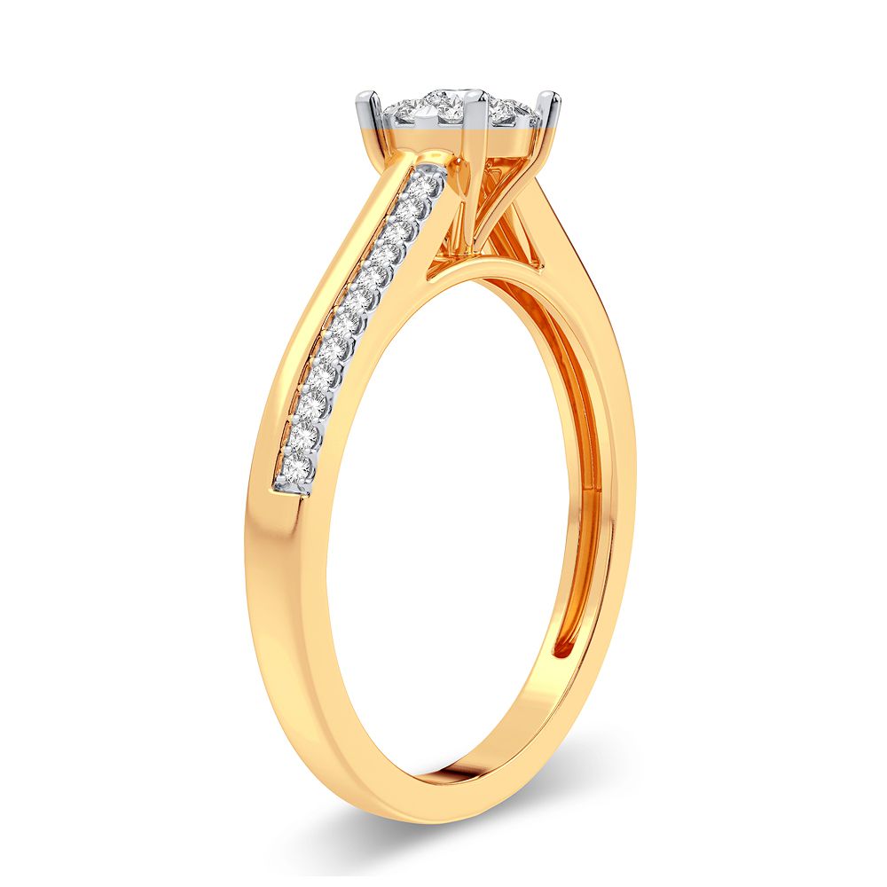 Magnífico anillo de diamantes de 0,20 quilates en oro amarillo de 14 quilates