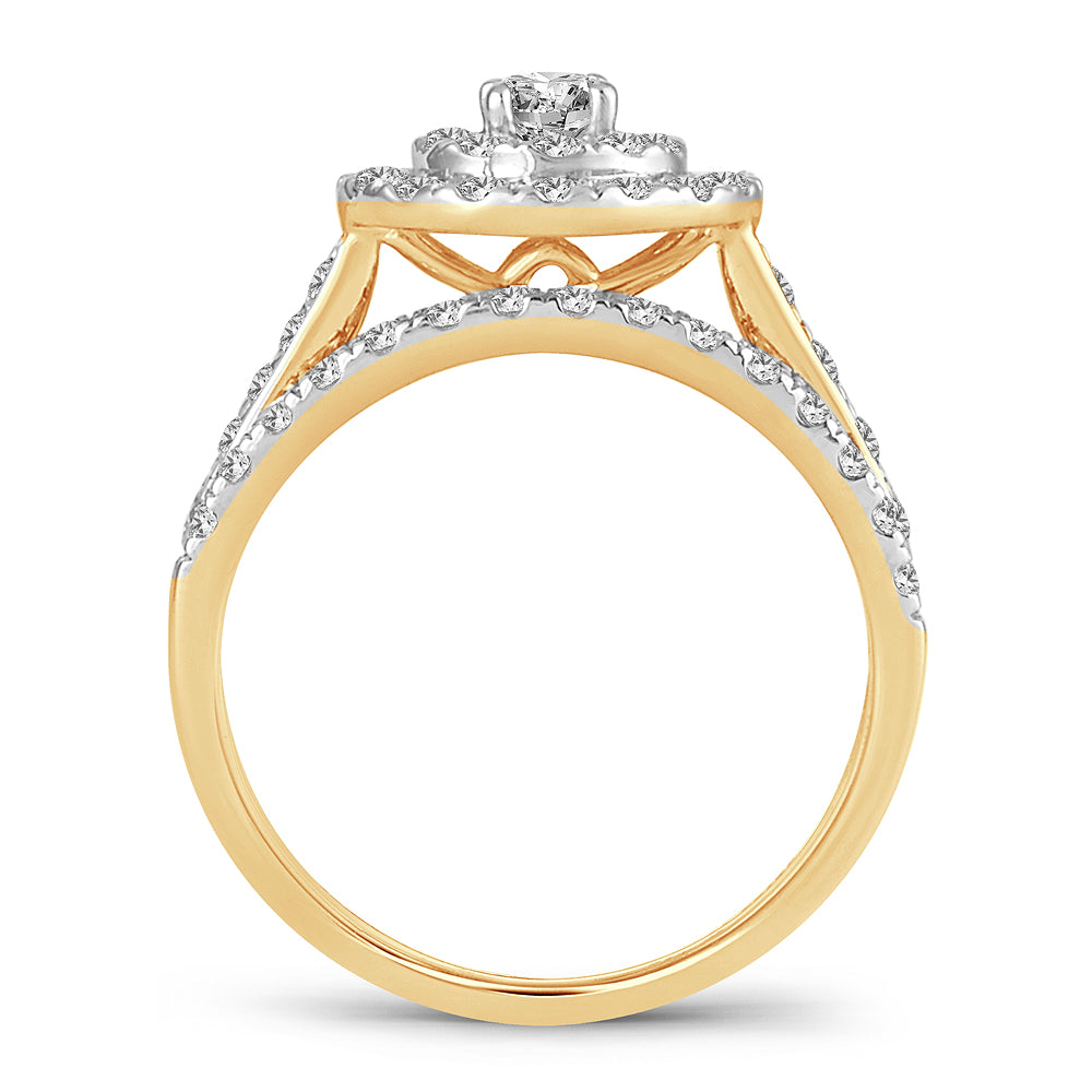 Eclipse Elegance - Conjunto nupcial de diamantes de 1,00 quilates en oro amarillo de 14 quilates 