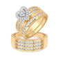 Armonía sincera: juego de boda con trío de diamantes de 1,44 quilates en oro amarillo de 14 quilates