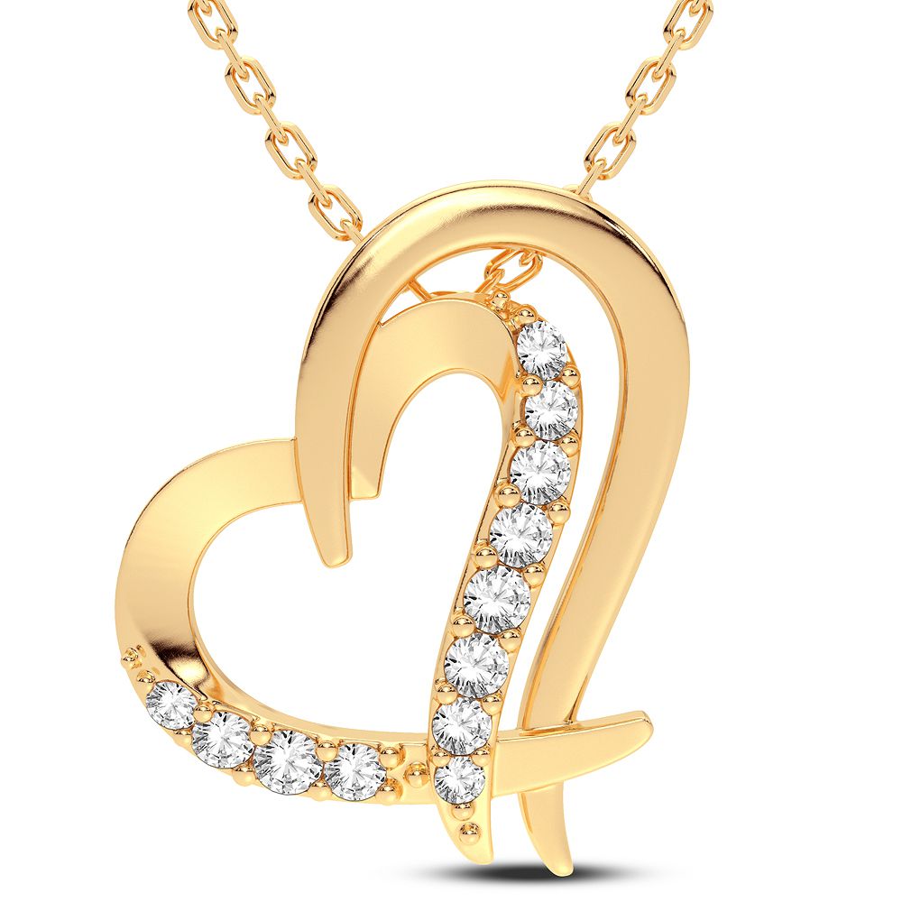 Golden Embrace - Elegant 10K Yellow Gold 0.14 CTW Diamond Pendant