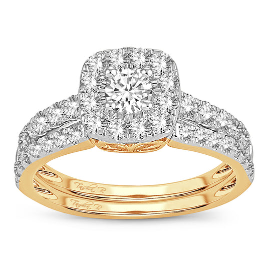 Resplandor dorado - Conjunto nupcial de diamantes de 1,00 quilates en oro amarillo de 14 quilates