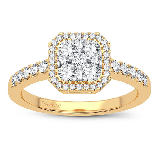Elegancia Dorada - Anillo de compromiso de diamantes de 14 quilates y 0,50 quilates