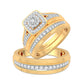 Mosaico radiante: conjunto de boda con trío de diamantes de 0,68 quilates en oro amarillo de 14 quilates