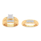 Atractivo intrincado: conjunto de boda con trío de diamantes de 0,33 quilates en oro amarillo de 14 quilates