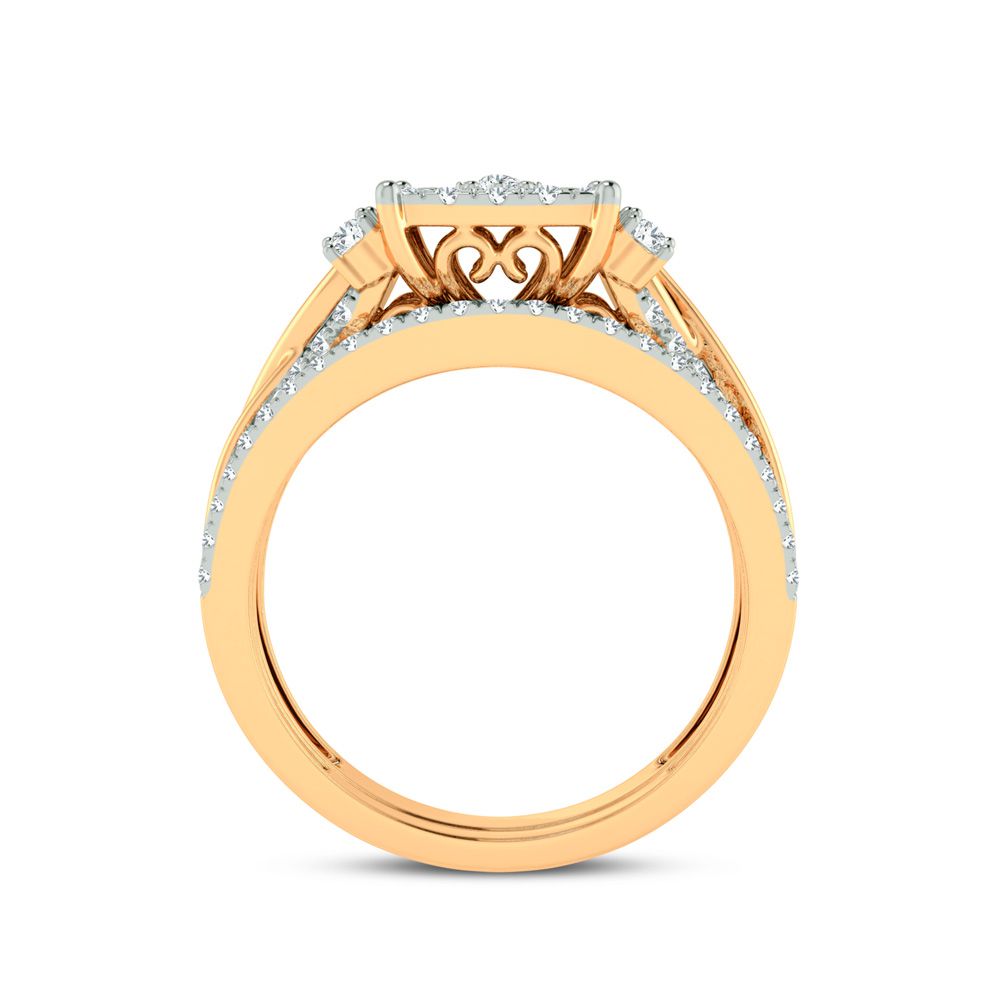 Golden Harmony - Anillo nupcial de oro amarillo de 14 quilates con diamantes de 0,50 CTW