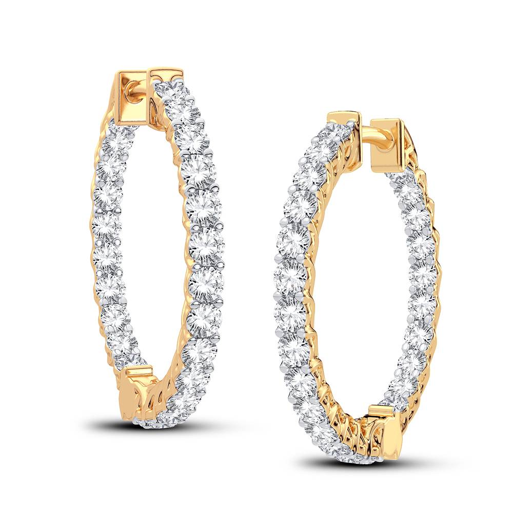 Luxe Full-Circle Diamond Hoop Earrings - 14K Yellow Gold