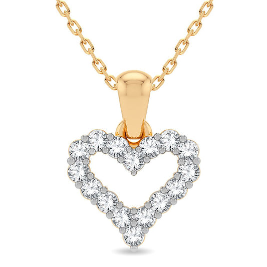 Glimmering Heart - Exquisite 14K Yellow Gold 0.25CT Diamond Pendant