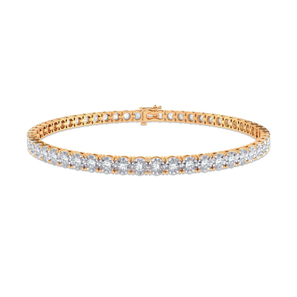 Brazalete de tenis clásico dorado - Oro amarillo de 10 quilates con diamantes de 1,00 quilates