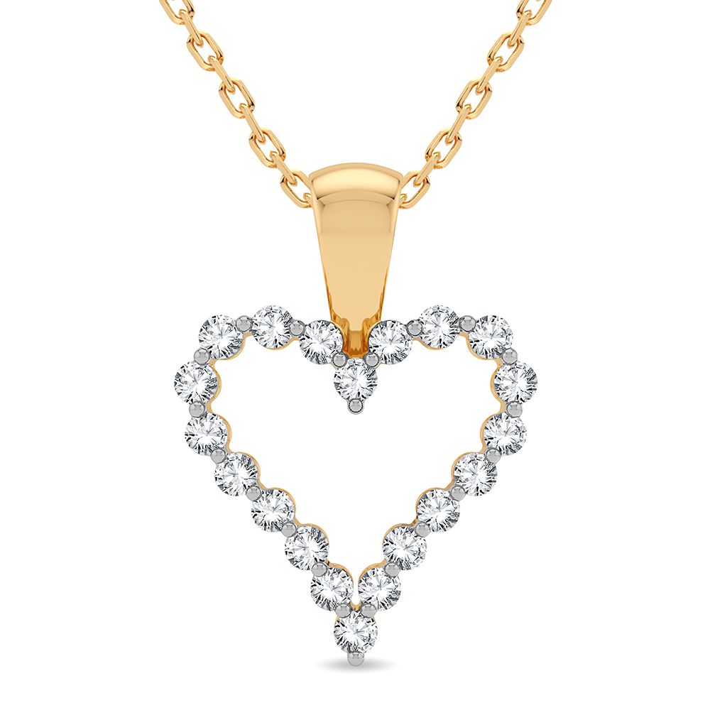 Heart's Embrace - Elegant 14K Yellow Gold 0.25CT Diamond Pendant