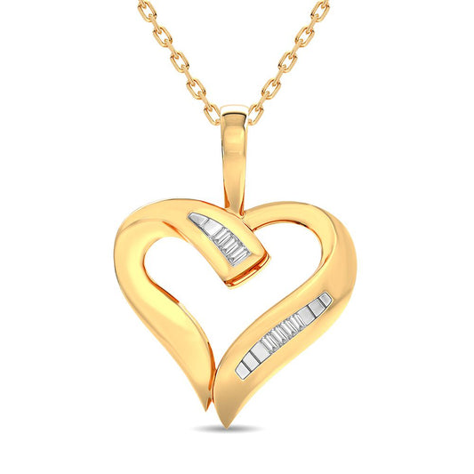 Embrace of Love - Graceful 10K Yellow Gold 0.04CT Diamond Pendant