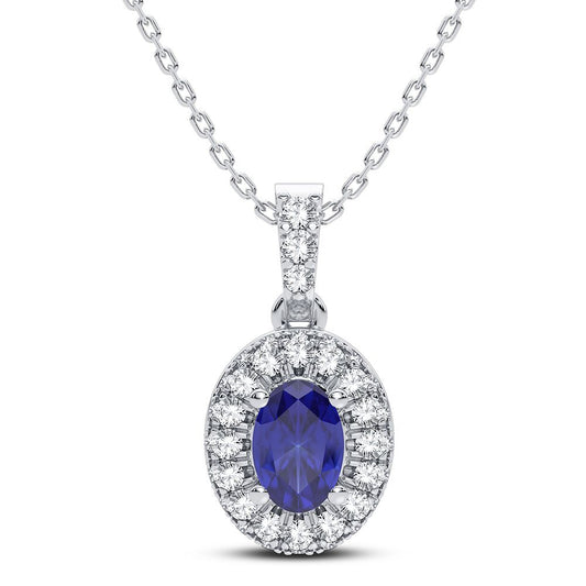 14K 0.35CT Diamond Sapphire Pendant