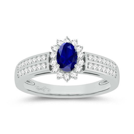 Luz de estrella de zafiro: anillo de zafiro y diamantes de 0,25 quilates en oro blanco de 14 quilates