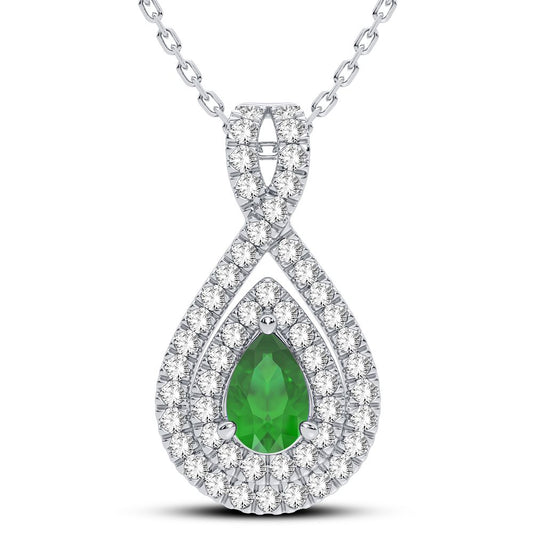 Colgante de esmeralda con diamantes de 14 quilates y 0,33 quilates