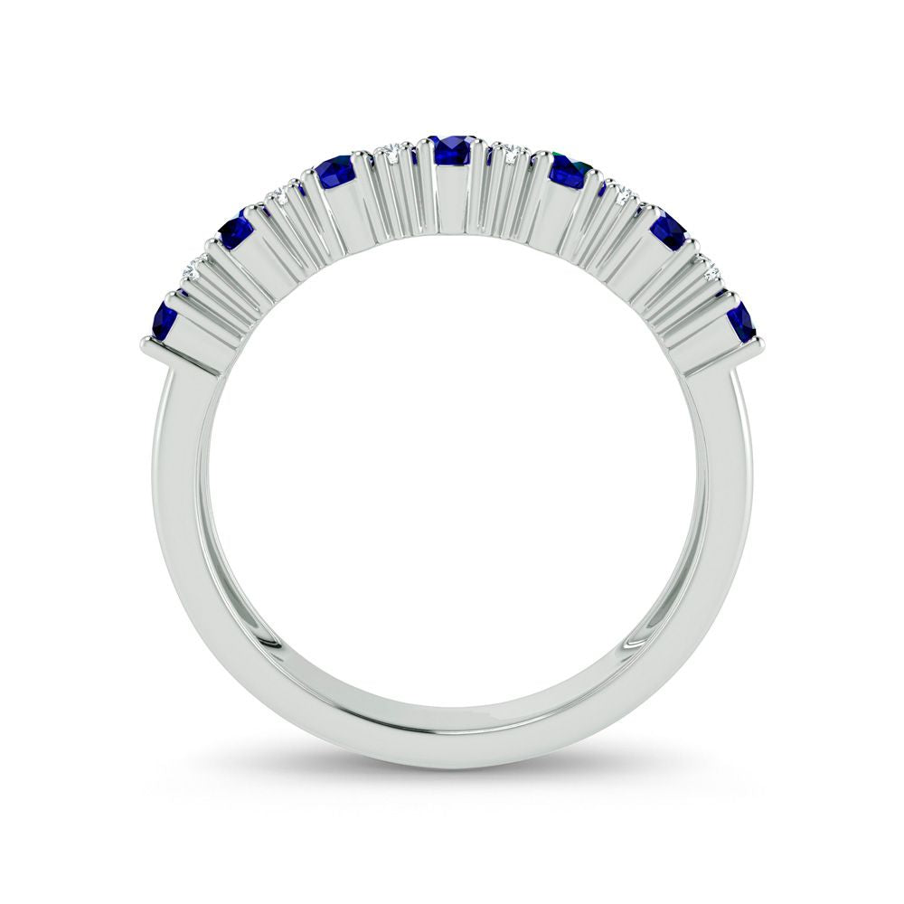 Elegancia azul - Anillo de zafiro y diamantes de 0,10 quilates en oro blanco de 14 quilates
