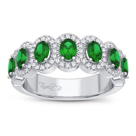 Emerald Enclave - 14K White Gold 0.26CT Diamond and Emerald Ring