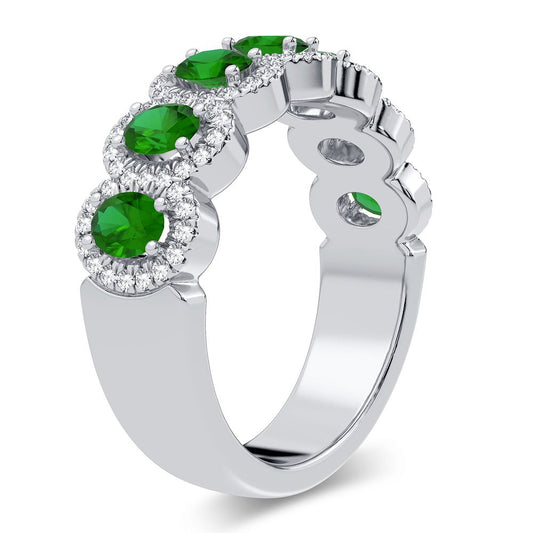 Emerald Enclave - 14K White Gold 0.26CT Diamond and Emerald Ring