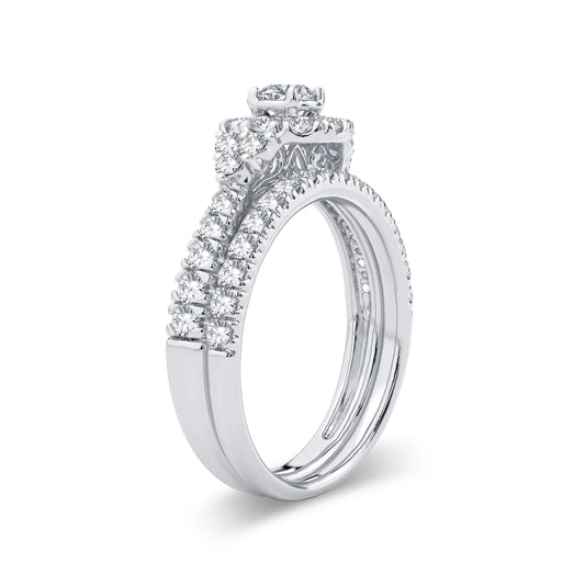 Anillo nupcial de diamantes de 14 quilates y 1,00 quilates