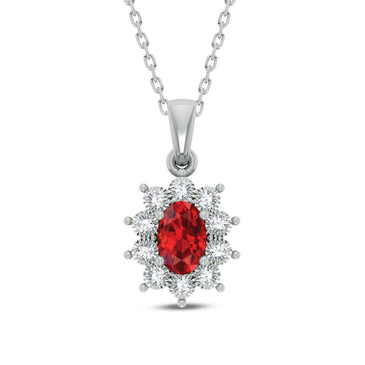 Colgante Ruby Radiance de oro blanco de 10 quilates con diamantes y rubíes de 0,06 quilates