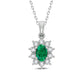 Fashion 10K White Gold 0.05CT Diamond and Emerald Pendant