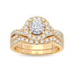 Radiance Crown - Anillo nupcial de oro amarillo de 14 quilates con diamantes de 0,75 quilates