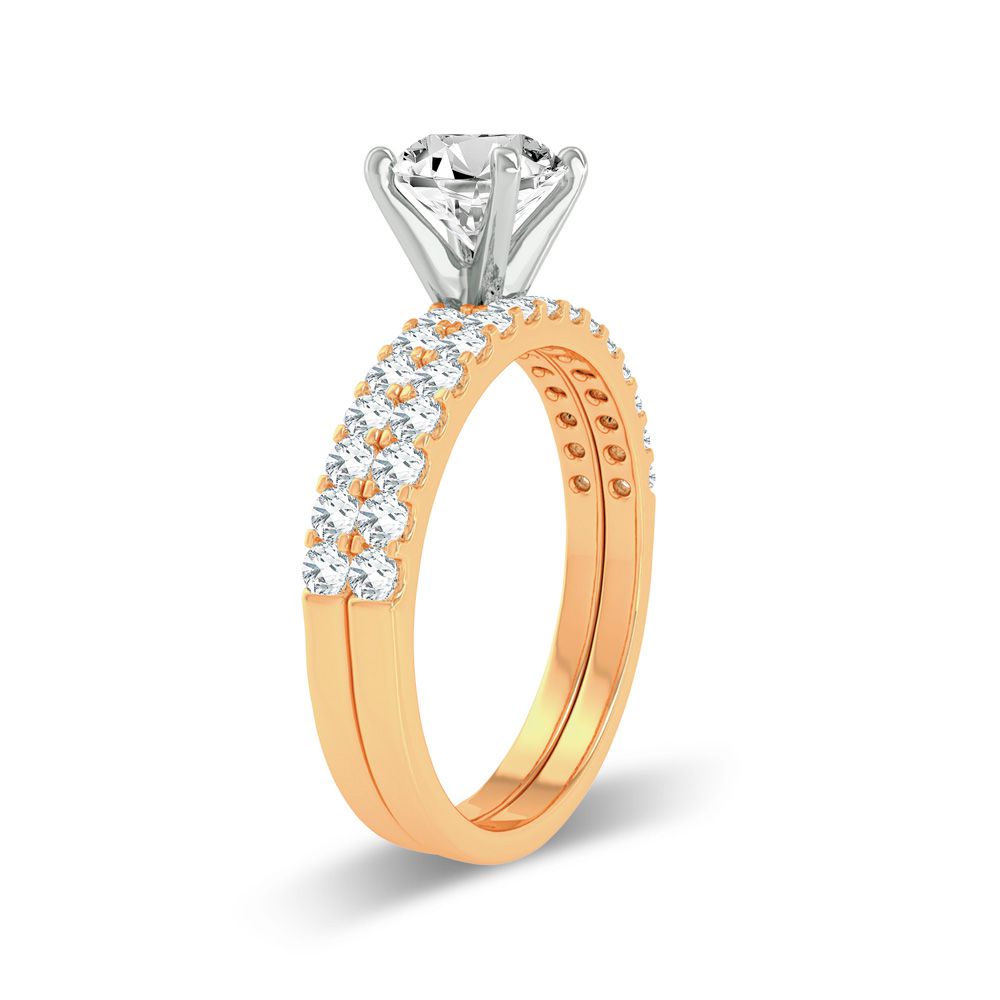 Solsticio radiante - Anillo semimontado de diamantes de 0,50 CTW en oro amarillo de 14 quilates