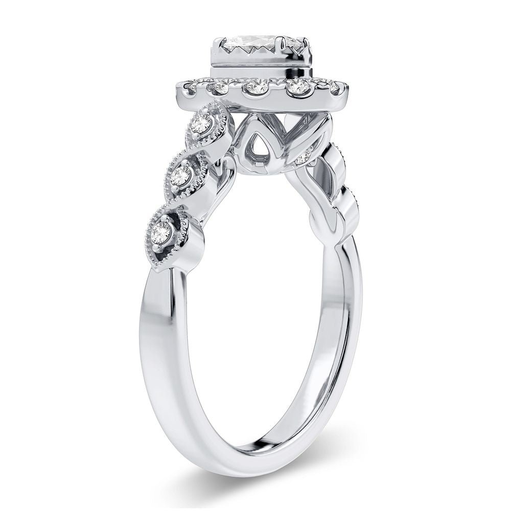 Brillo ovalado - Anillo de compromiso de diamantes de 14 quilates y 0,77 quilates