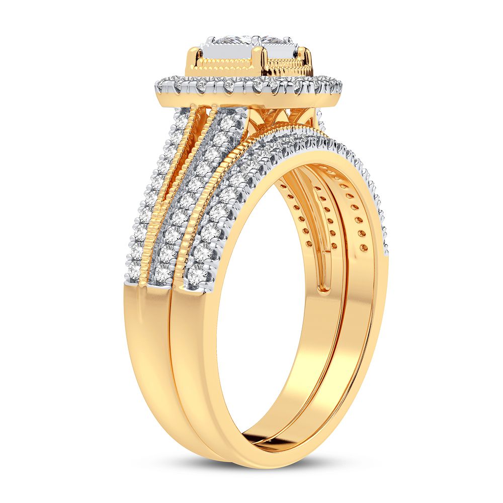 Golden Mosaic Majesty - 14K Yellow Gold 0.62CT Diamond Bridal Set