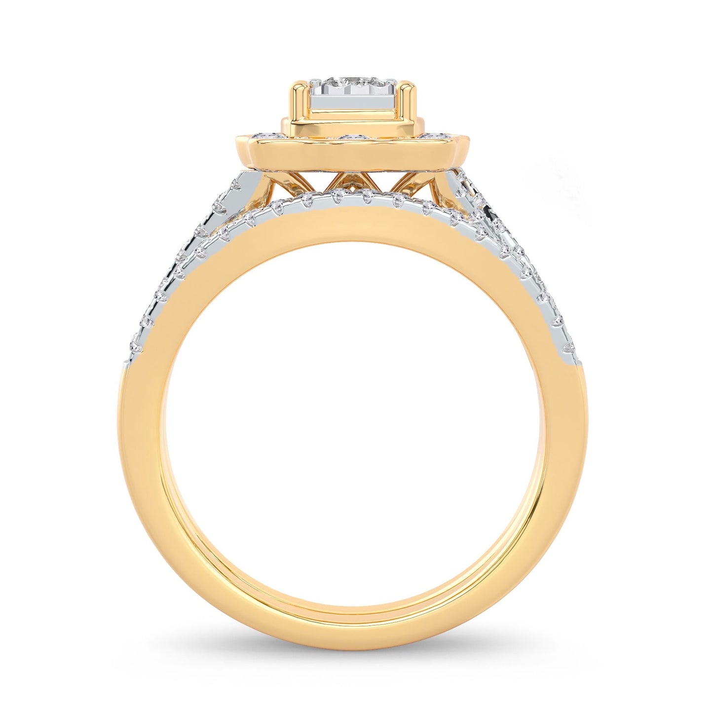 Vintage Radiance - 14K Two-Tone 0.62CT Diamond Bridal Set