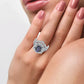 Regal Indigo Majesty: 14K White Gold 0.90ct Diamond and Sapphire Ring