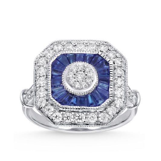 14K 0.68CT Diamond Sapphire Ring