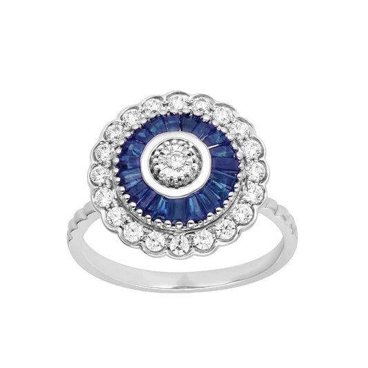 14K 0.41CT Diamond Sapphire Ring