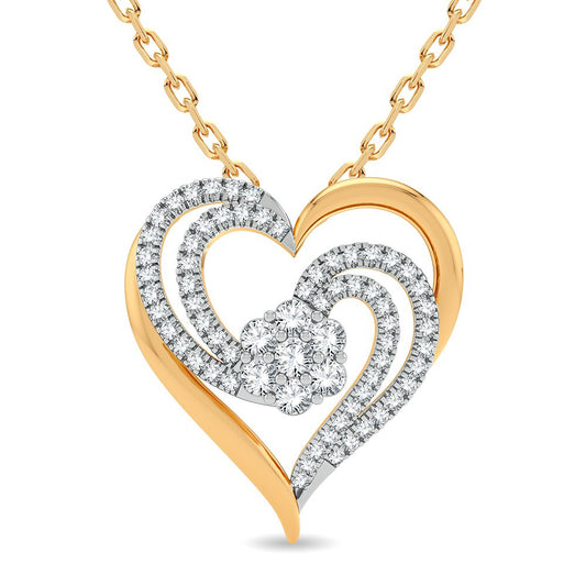 Luminous Heart - Magnificent 14K Yellow Gold 0.50 CTW Diamond Pendant