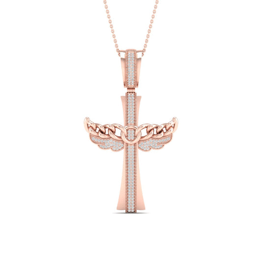 Celestial 10K Rose Gold 0.43CT Diamond Angelic Cross Pendant