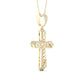 Religious 10K Solid Yellow Gold 0.55CT Diamond Cross Pendant