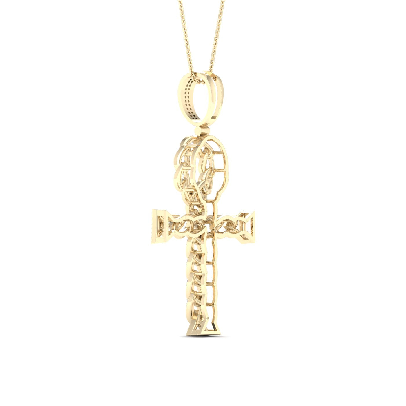 10K Yellow Gold 0.70CT Diamond Celtic Twist Ankh Pendant