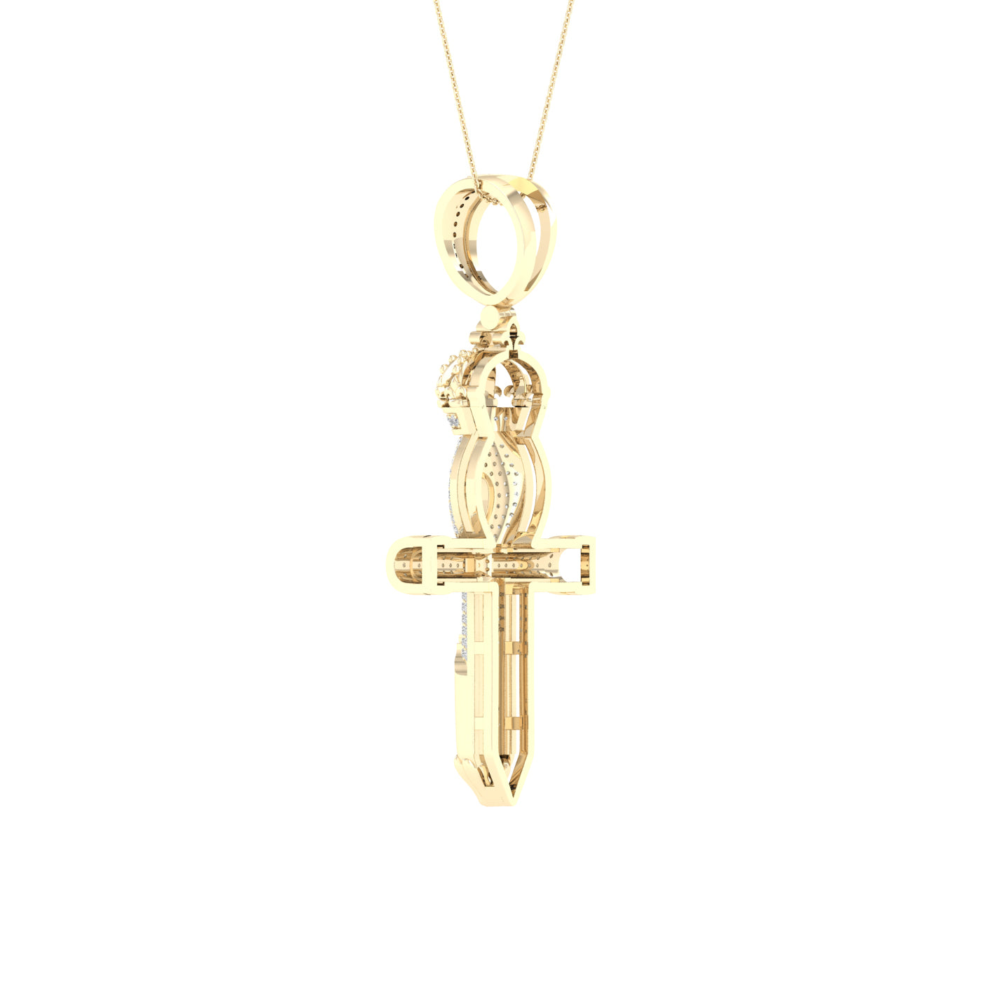 Regal 10K Yellow Gold 0.50CT Diamond Crowned Ankh Pendant