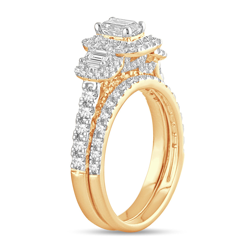Regal Embrace - Anillo nupcial de oro amarillo de 14 quilates con diamantes de 2,00 quilates