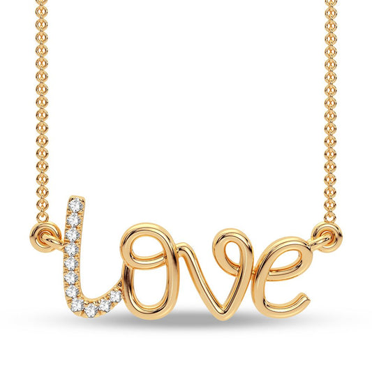 Whisper of Affection - 10K Yellow Gold 0.02CT Diamond "Love" Necklace