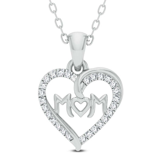 Mother's Embrace - 10K White Gold 0.13 CTW Diamond Pendant