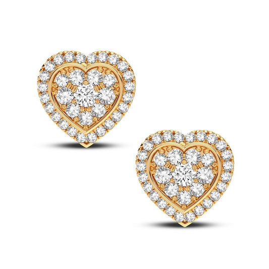 Exquisite 14K Yellow Gold 0.43CT Diamond Heart Earrings