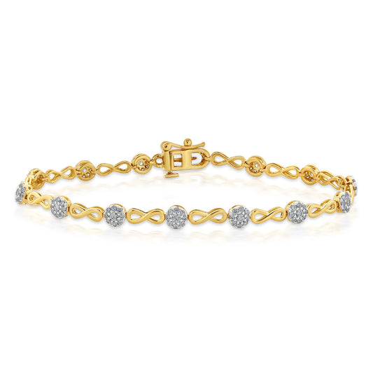 Exquisite 10K Gold Pave Diamond Bracelet - A Celebration of Sparkle
