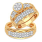 Gleaming Orbit: 14K Yellow Gold 1.00CT Diamond Trio Wedding Set