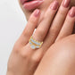 Órbita reluciente: Conjunto de boda con trío de diamantes de 1,00 quilates en oro amarillo de 14 quilates