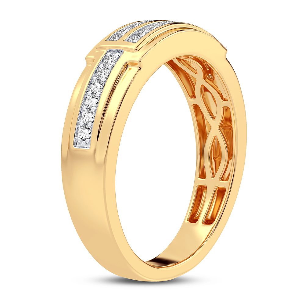 Anillo para hombre con diamantes de 0,25 quilates y engaste de canales en oro amarillo de 10 quilates