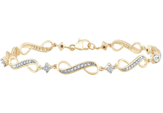 Infinity Loop Diamond Bracelet - 10K Yellow Gold 0.25 CT Diamonds