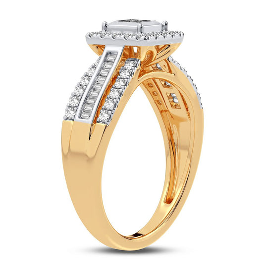 Golden Luxe - Anillo de compromiso de diamantes de 14 quilates y 0,50 quilates